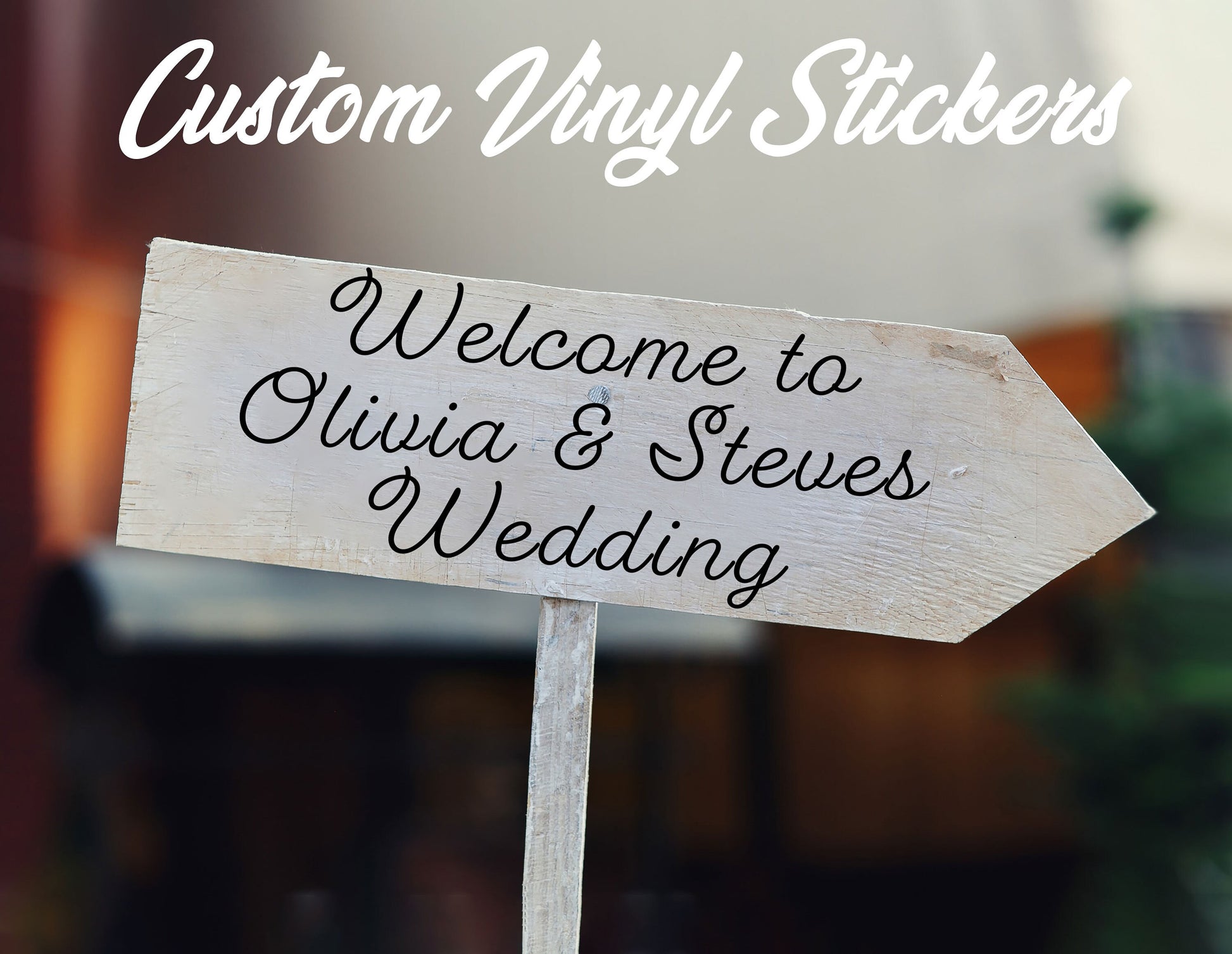 Custom Wedding Vinyl Lettering Design & Logo, Personalised Sticker Decals Stick on Walls, Mirrors and Windows, Large, Metallic Rose Gold