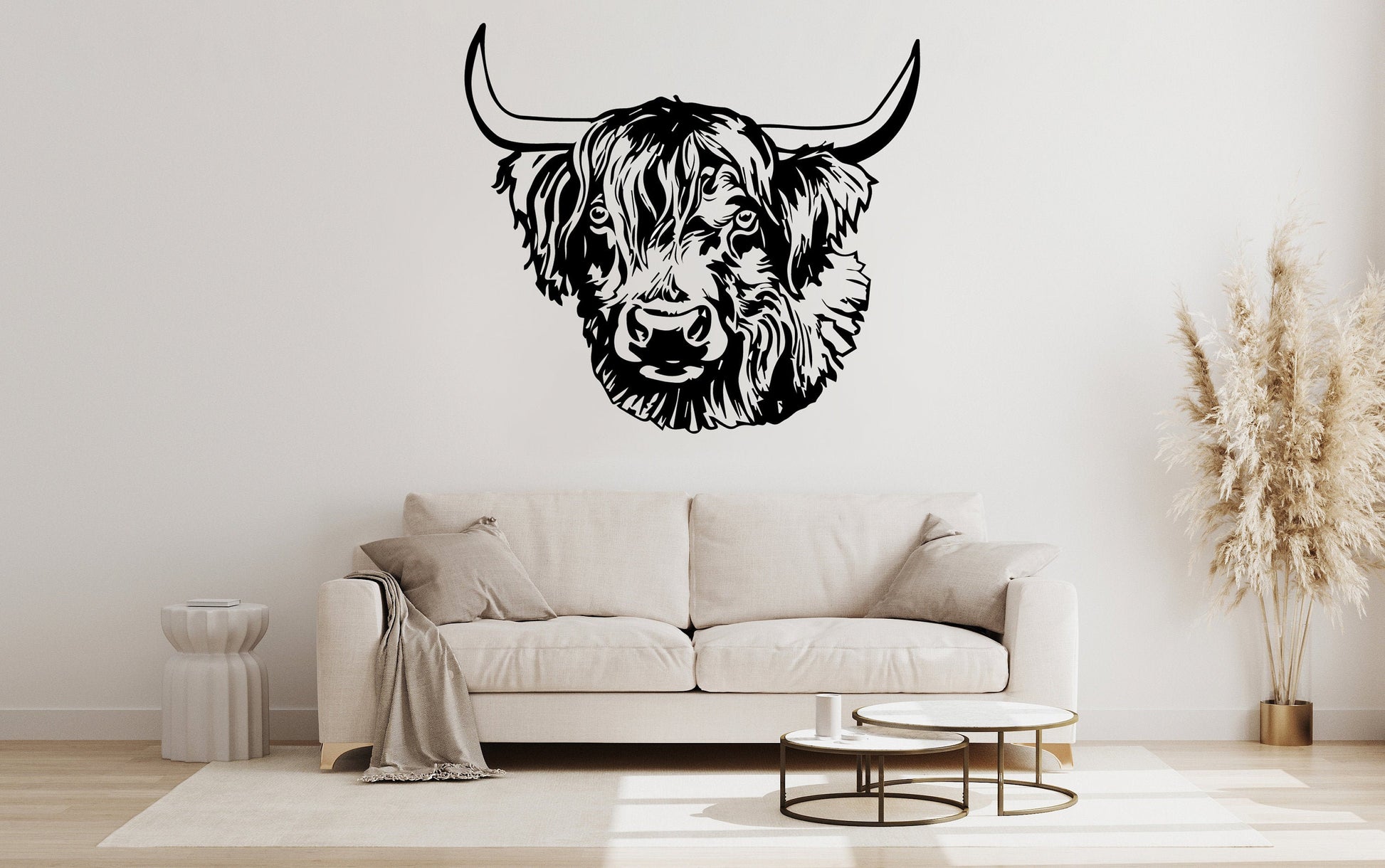 Highland Cow Vinyl Decal Sticker for Wall Art Decorations Small to Extra Large