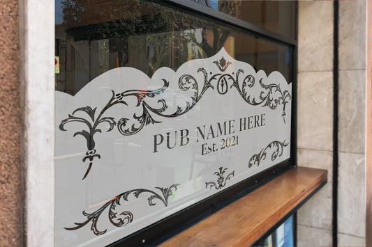 Victorian Pub Frosted Window Etch Vinyl or Restaurant Window Design Sticker Decal Lettering for Windows & Shop Doors Small to Large