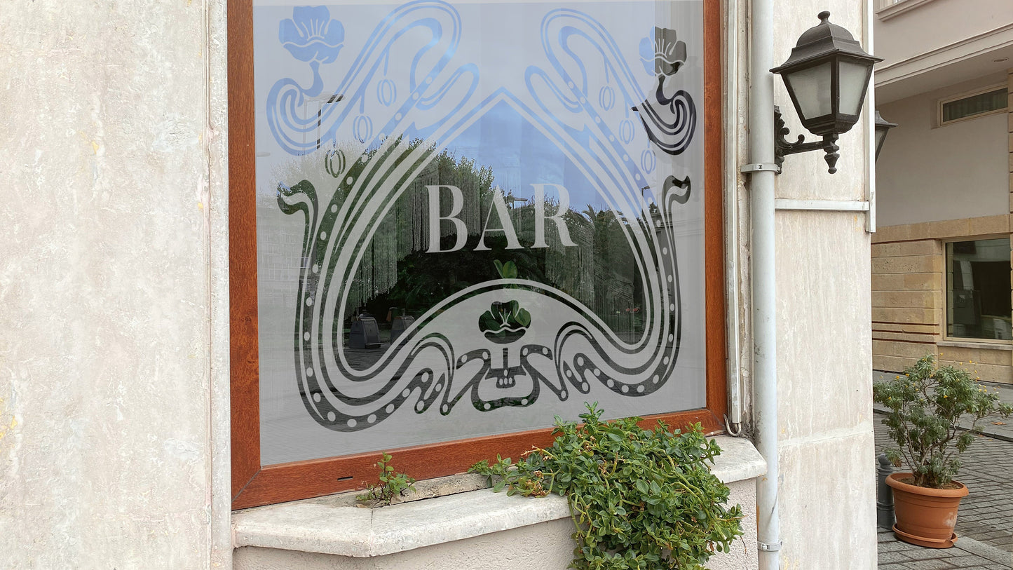 Victorian Pub & Bar Frosted Window Etch Vinyl or Restaurant Window Design Sticker Decal Lettering for Windows Small to Large