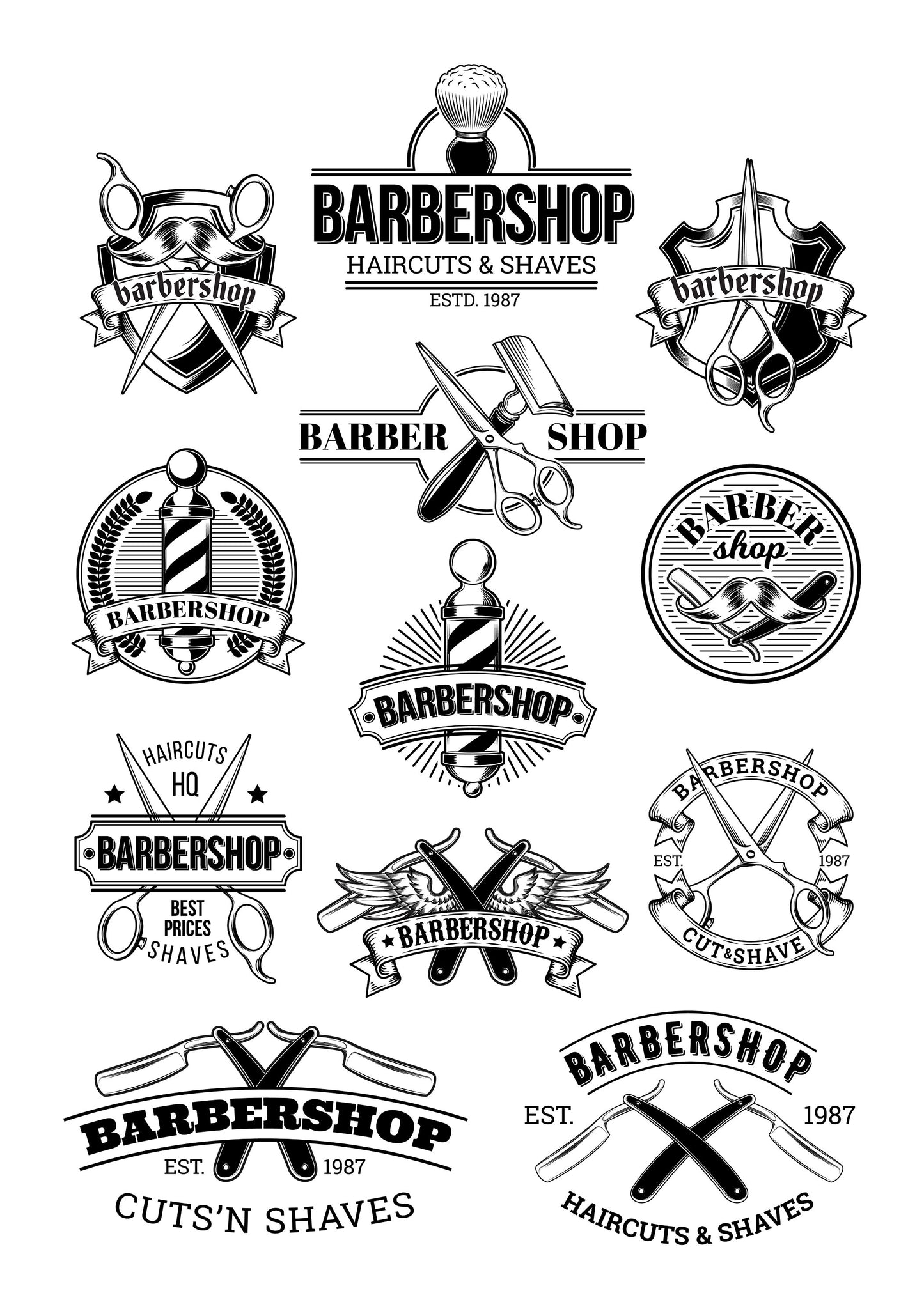 Large Custom Barber Shop Logo & Design Personalised Vinyl Cutting Sticker Decals for Hairdresser Windows Small to Extra Large