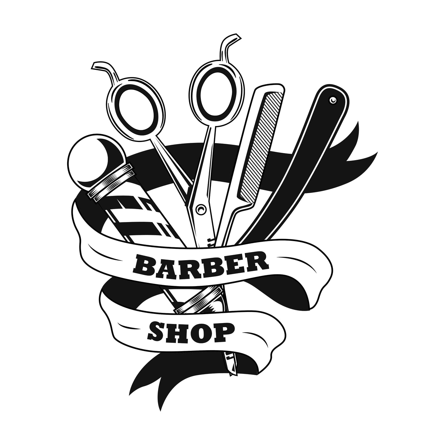 Large Custom Barber Shop Logo & Design Personalised Vinyl Cutting Sticker Decals for Hairdresser Windows Small to Extra Large