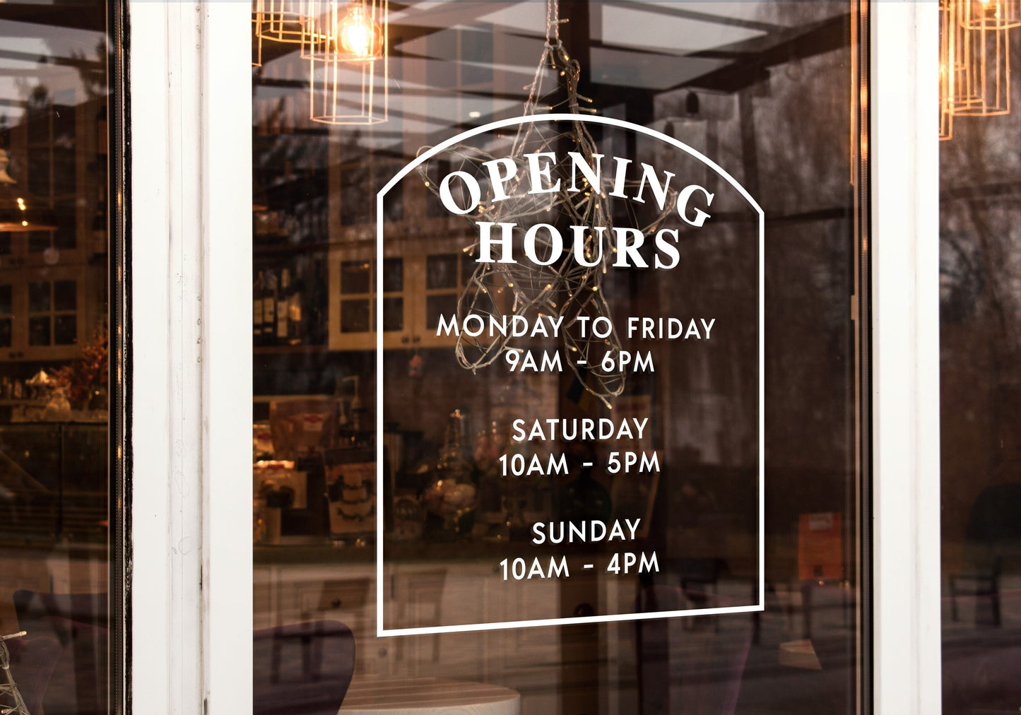 Custom Vinyl Opening Times Decal for Business with Logo Personalised Stickers for Shop Windows Small to Extra Large