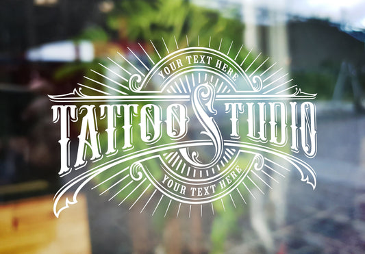 Custom Tattoo Shop Logo & Design Personalised Vinyl Cutting Sticker Decals for Shop Windows Small to Extra Large