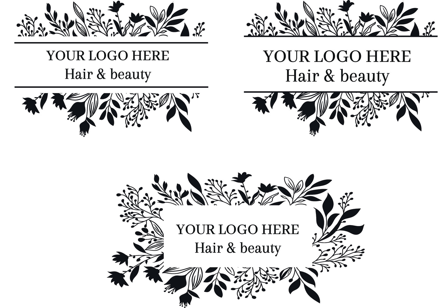 Custom Business Logo Leaf & Flower Frame Design Personalised Vinyl Cutting Sticker Decals for Shop Windows Small to Extra Large