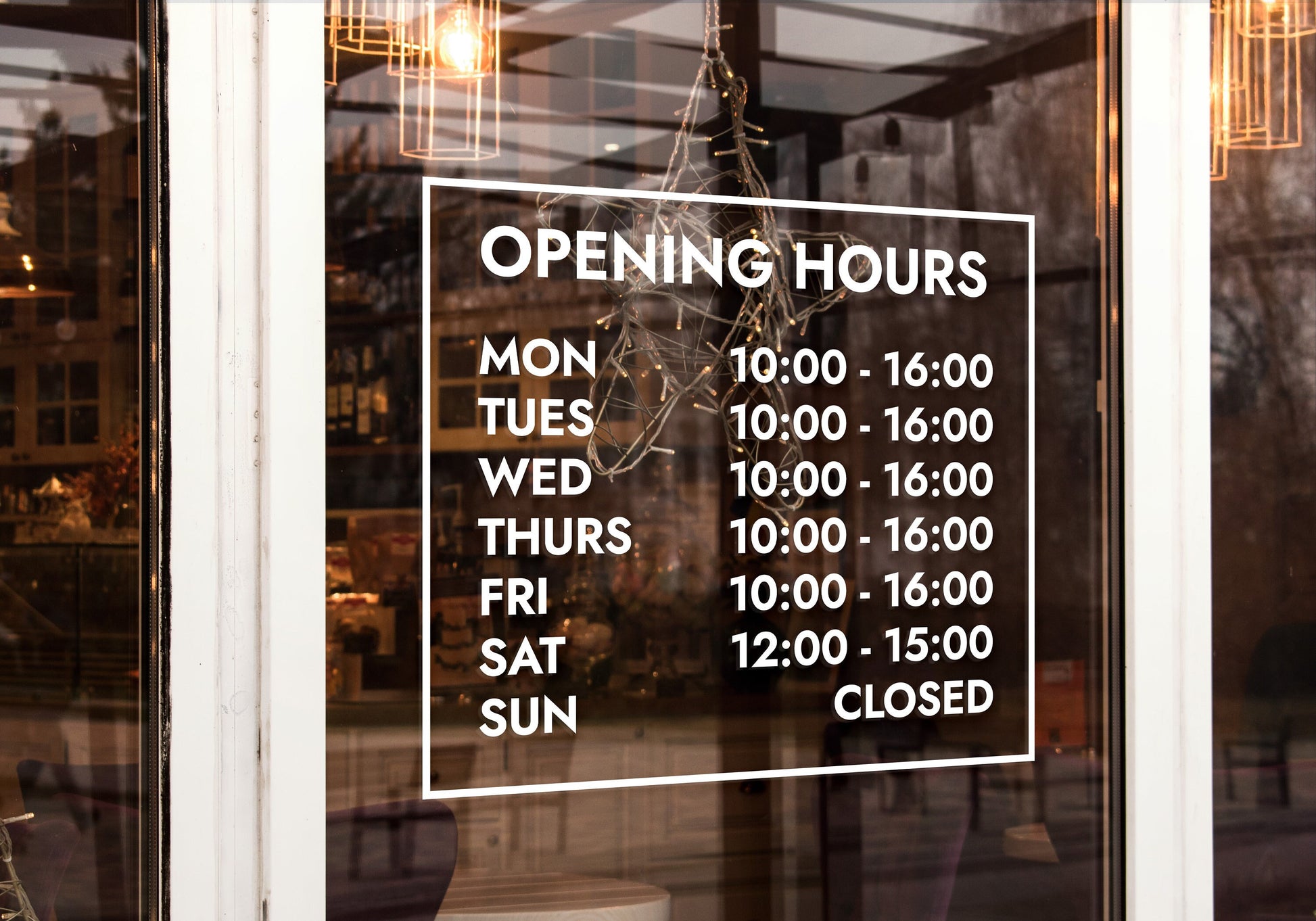 Custom Vinyl Opening Times Decal for Business with Logo Personalised Stickers for Shop Windows Small to Extra Large