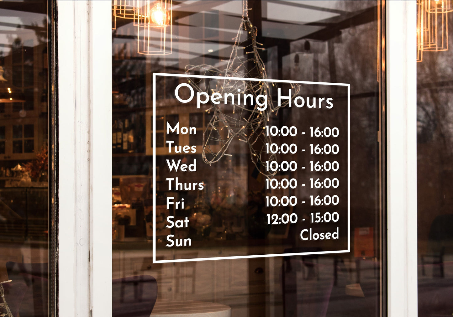 Custom Vinyl Opening Times Decal for Business with Logo Personalised Stickers for Shop Windows Small to Extra Large