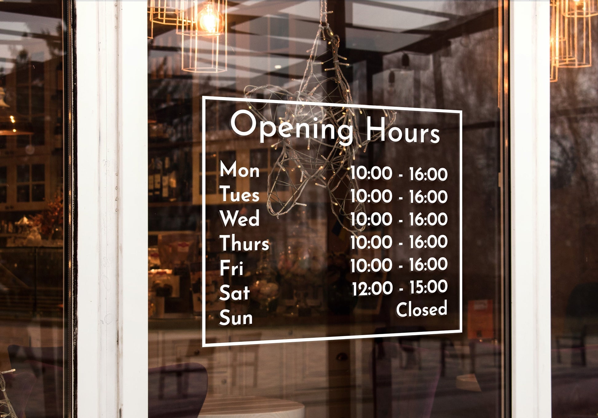 Custom Vinyl Opening Times Decal for Business with Logo Personalised Stickers for Shop Windows Small to Extra Large