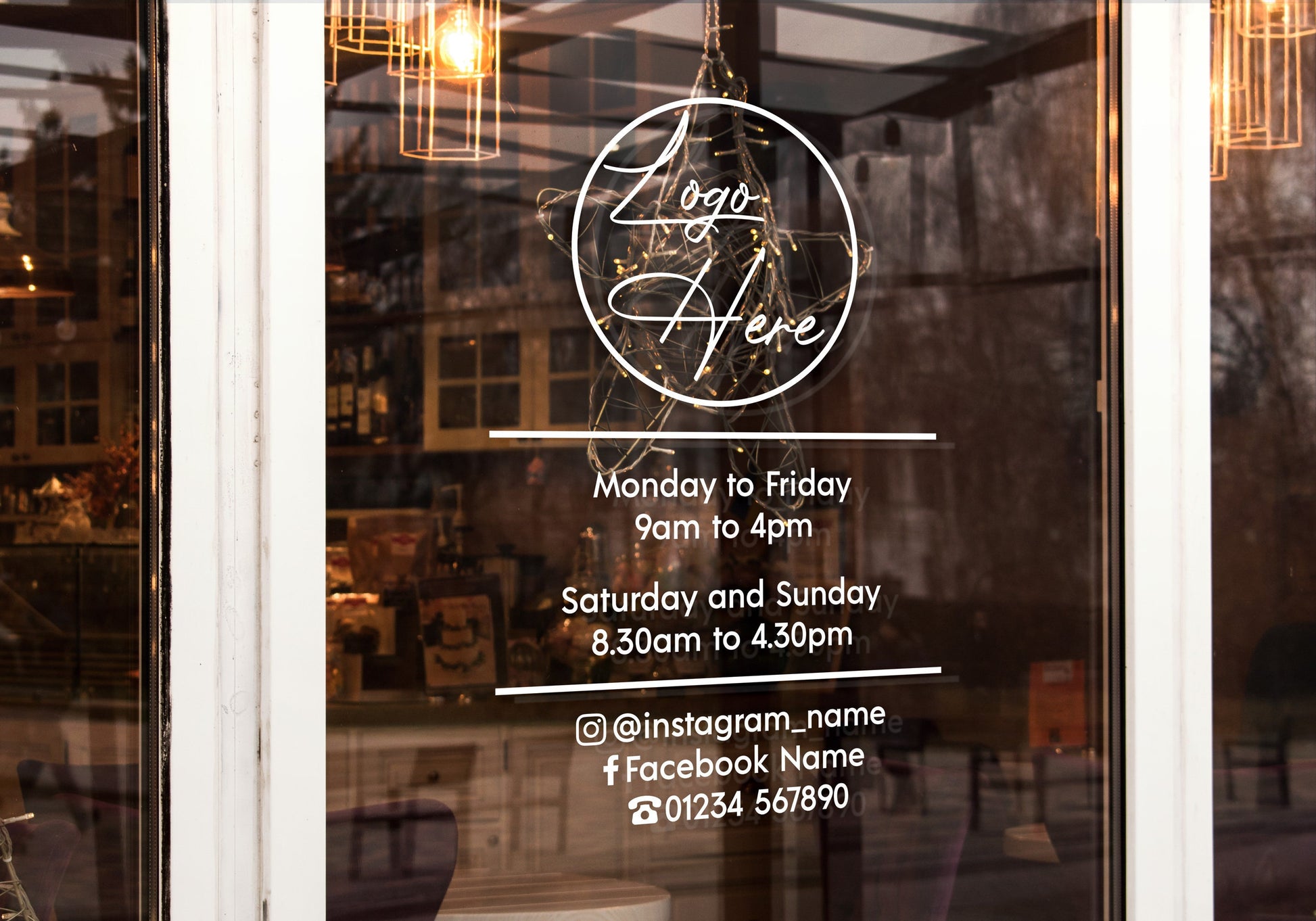 Custom Vinyl Opening Times Decal for Business with Logo Personalised Stickers for Shop Windows Small to Extra Large