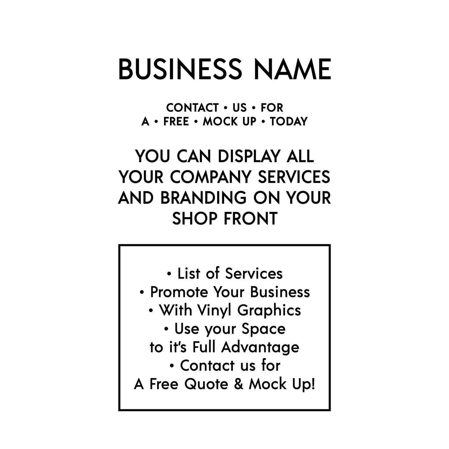 Custom List of Services Vinyl Decal for Business with Logo Personalised Stickers for Shop Windows Small to Extra Large