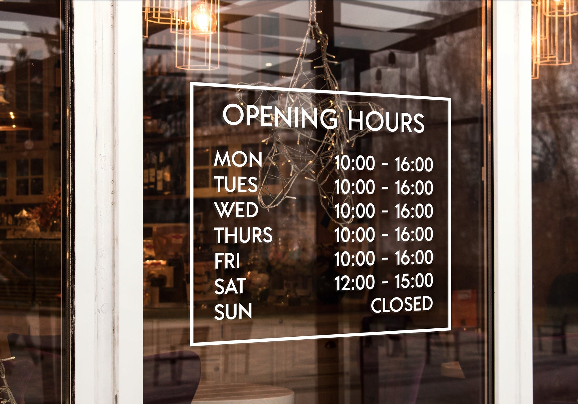 Custom Vinyl Opening Times Decal for Business with Logo Personalised Stickers for Shop Windows Small to Extra Large