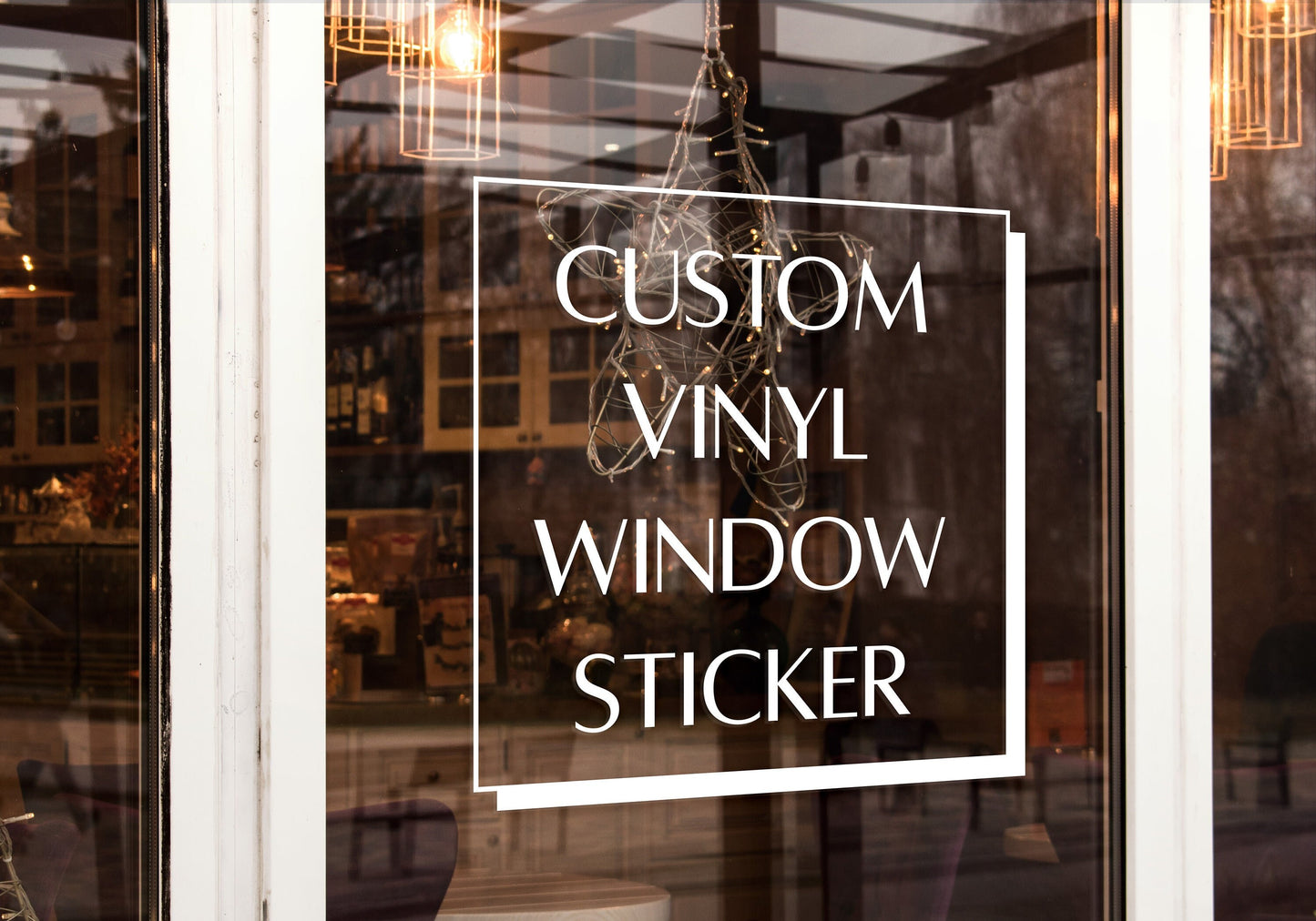 Custom Vinyl Window Decal Stickers With Shadow Frame, any Logo & Design, Personalised Cutting, for Small to Large Shop and Business Windows