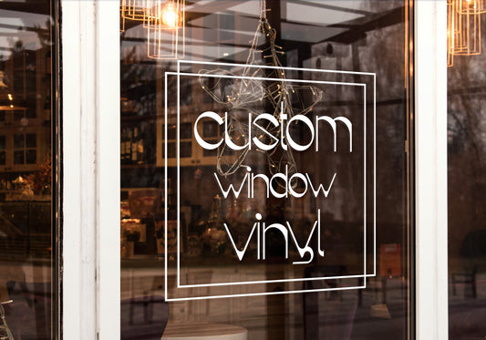 Custom Vinyl Window Decal Stickers With Outline Frame, any Logo & Design, Personalised Cutting, for Small to Large Shop and Business Windows