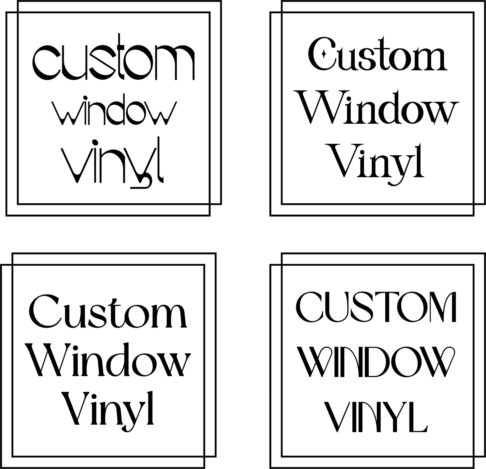 Custom Vinyl Window Decal Stickers With Outline Frame, any Logo & Design, Personalised Cutting, for Small to Large Shop and Business Windows