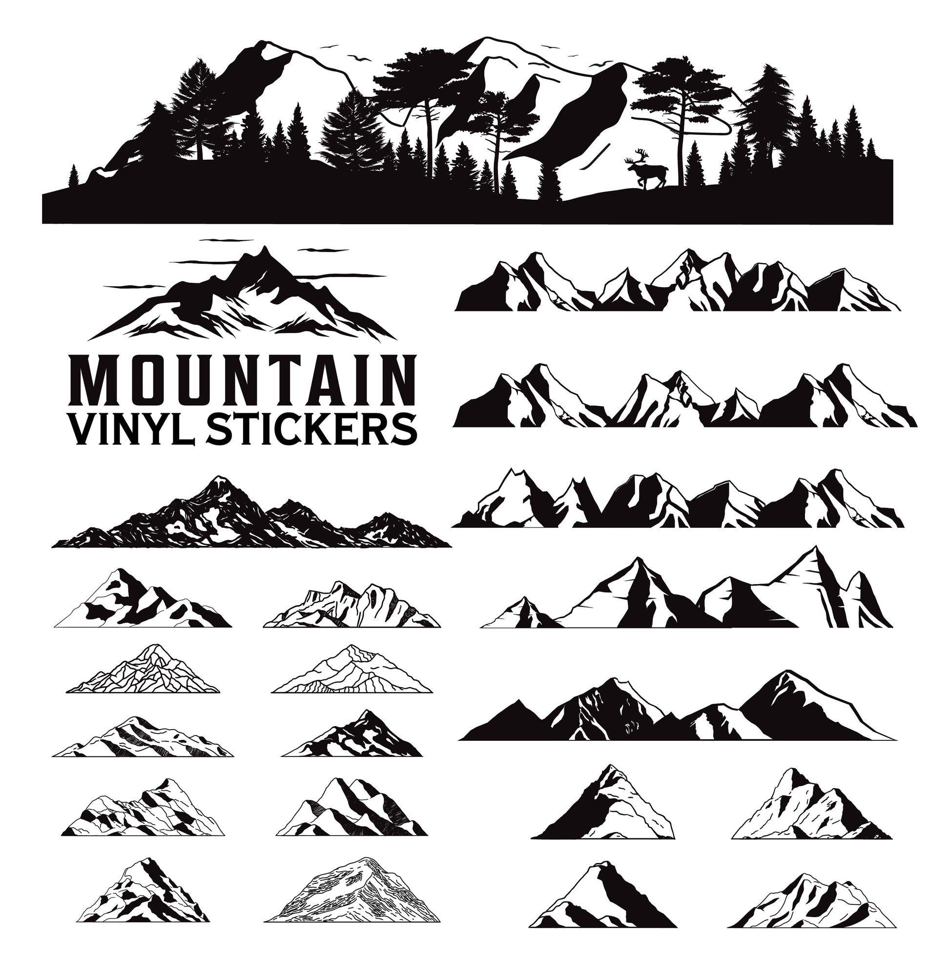 Custom Mountains for Camper Van Life Design Personalised Vinyl Cutting Sticker Decals Small to Extra Large