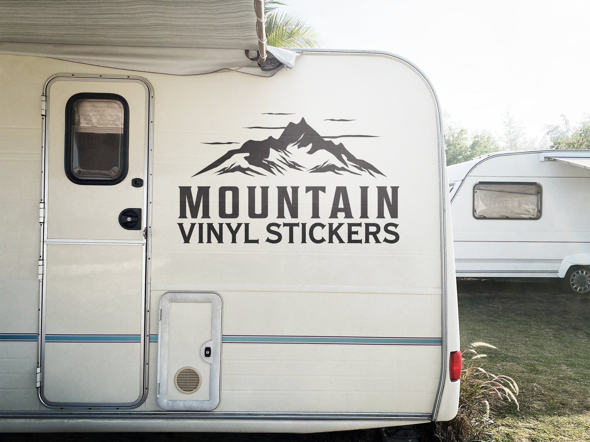 Large Custom Mountain Vinyl Decal for Camper Van Life Personalised Stickers for Caravans Small to Extra Large