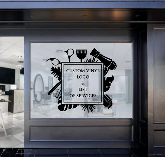 Custom Hairdresser Logo & Design Personalised Vinyl Cutting Sticker Decals for Shop Windows Small to Extra Large